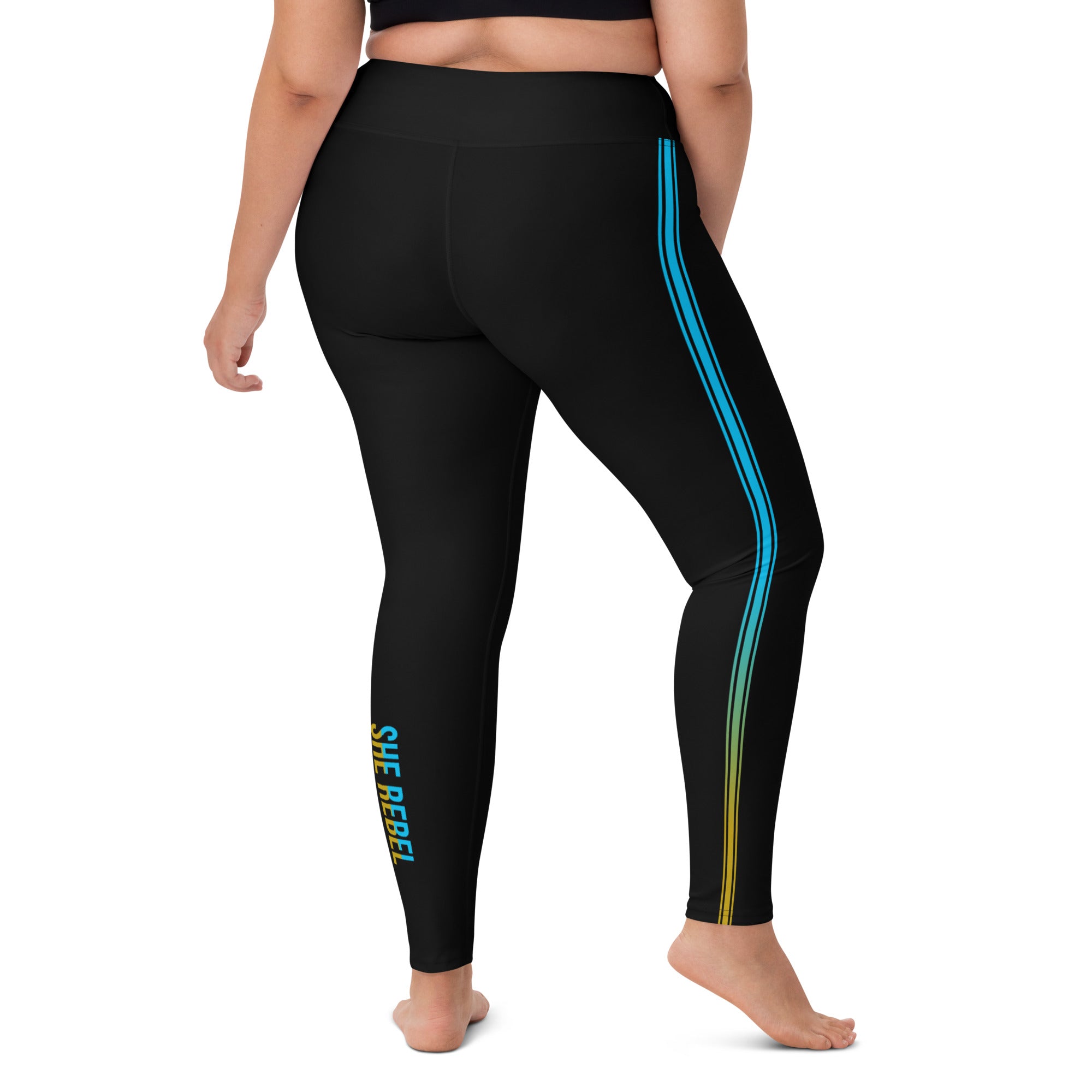 SHE REBEL - Blue & Gold She Rebel Side Stripe Leggings